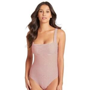 Sea Level Positano Stripe Square Neck One Piece Swimsuit Size 8